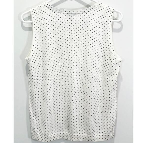 Talbots Sleeveless Knit Top Women's Medium White Polka Dot Print - Picture 8 of 8